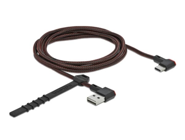 Delock Easy - USB-kabel - USB (hane) vänster-/högervinklad, vändbar till 24 pin USB-C (hane) vänster-/högervinklad, vändbar - USB 2.0 - 2 m - svart