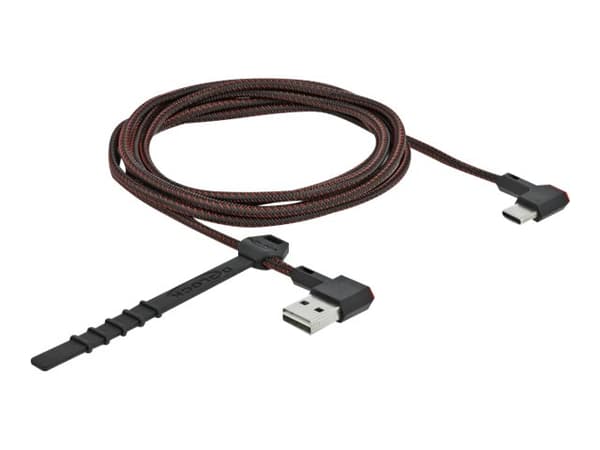 Delock Easy - USB-kabel - USB (hane) vänster-/högervinklad, vändbar till 24 pin USB-C (hane) vänster-/högervinklad, vändbar - USB 2.0 - 2 m - svart