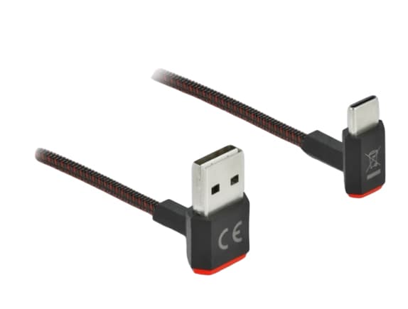 Delock Easy - USB-kabel - USB (hann) opp/ned-vinklet, vendbar til 24 pin USB-C (hann) opp/ned-vinklet, vendbar - USB 2.0 - 50 cm - svart