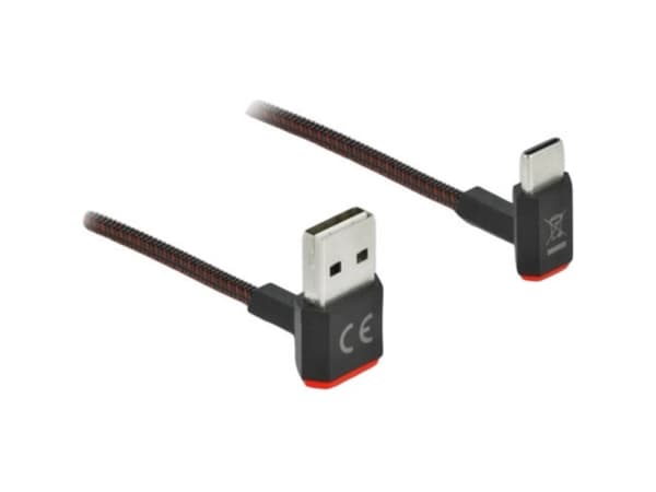 Delock Easy - USB-kabel - USB (hann) opp/ned-vinklet, vendbar til 24 pin USB-C (hann) opp/ned-vinklet, vendbar - USB 2.0 - 50 cm - svart
