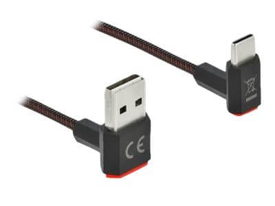 Delock Easy - USB-kabel - USB (hann) opp/ned-vinklet, vendbar til 24 pin USB-C (hann) opp/ned-vinklet, vendbar - USB 2.0 - 50 cm - svart