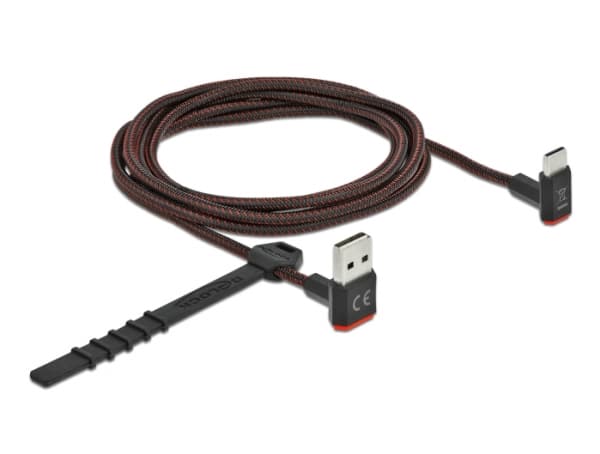 Delock Easy - USB-kabel - USB (hann) opp/ned-vinklet, vendbar til 24 pin USB-C (hann) opp/ned-vinklet, vendbar - 2 m - svart