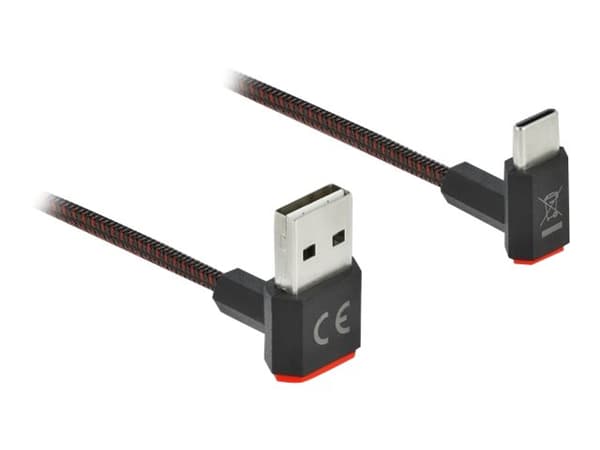 Delock Easy - USB-kabel - USB (hann) opp/ned-vinklet, vendbar til 24 pin USB-C (hann) opp/ned-vinklet, vendbar - 2 m - svart