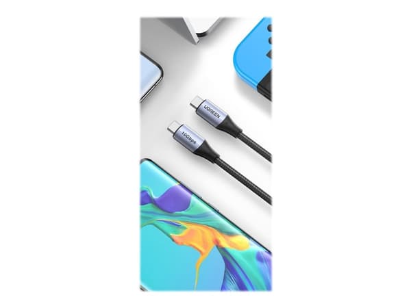 Ugreen - USB-kabel - 24 pin USB-C (hane) till 24 pin USB-C (hane) - USB 3.1 Gen 2 - 20 V - 5 A - 1 m - USB-strömförsörjning (100W), 4K60Hz (3840 x 21