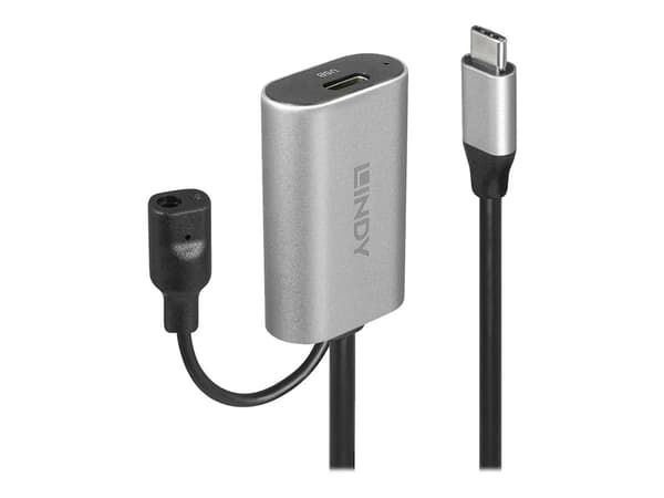 Lindy Active Extension Cable - USB-förlängningskabel - 24 pin USB-C (hane) till 24 pin USB-C, power DC jack (hona) - Thunderbolt 3 / USB 3.0 / USB 3.