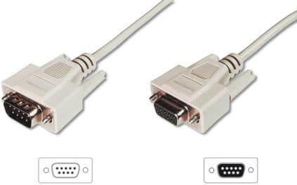 ASSMANN - Seriellforlengelseskabel - DB-9 (hunn) til DB-9 (hann) - 3 m - formstøpt, tommelskruer - beige