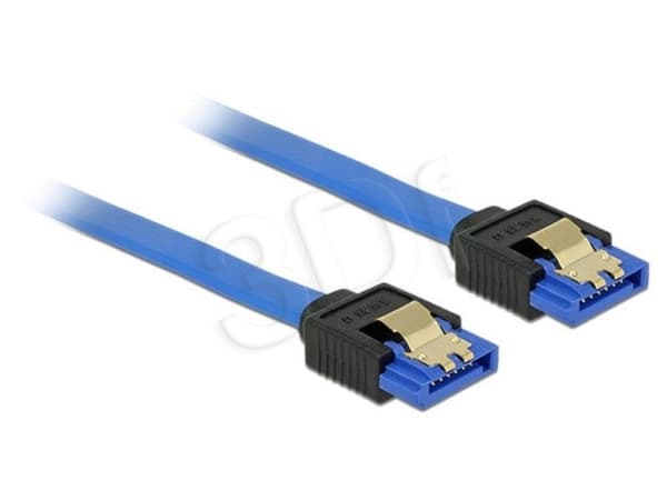 Delock - SATA-kabel - Serial ATA 150/300/600 - SATA (R) till SATA (R) - 30 cm - sprintlåsning - blå