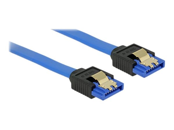 Delock - SATA-kabel - Serial ATA 150/300/600 - SATA (R) till SATA (R) - 30 cm - sprintlåsning - blå
