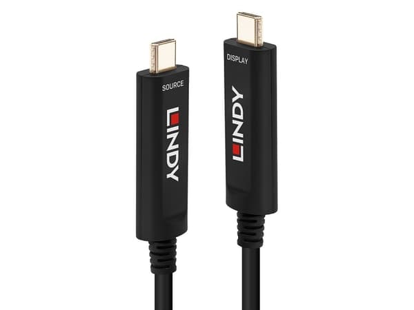 Lindy 38503, 15 m, USB C, USB C, Sort