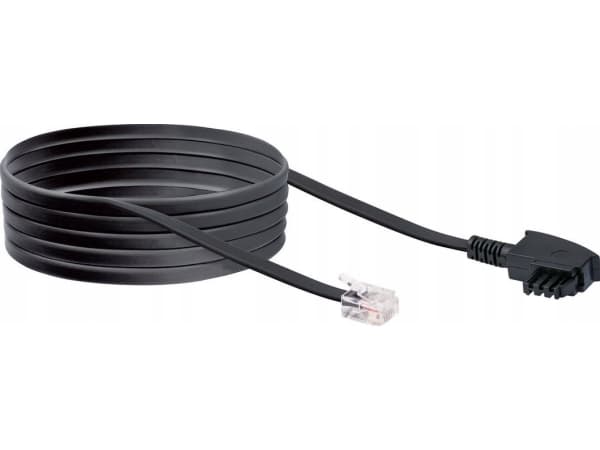 Schwaiger 3.0m RJ-12 - TAE-F, 3 m, RJ-12, TAE-F, Sort, Hanstik, Hanstik