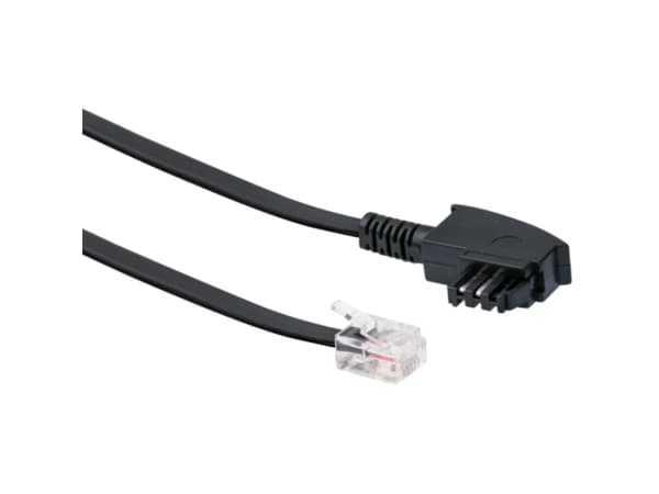 Schwaiger 3.0m RJ-12 - TAE-F, 3 m, RJ-12, TAE-F, Sort, Hanstik, Hanstik