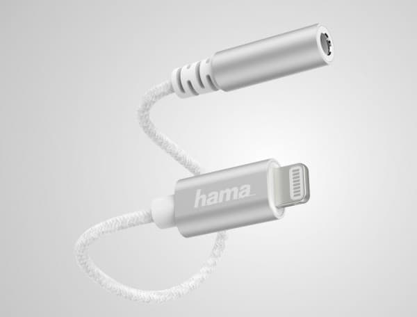 Hama Essential Line - Lightning til hodetelefonjakk-adapter - Lightning hann til mini-phone stereo 3.5 mm hunn - hvit