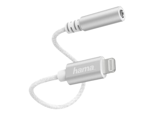 Hama Essential Line - Lightning till hörlursuttag-adapter - Lightning hane till mini-phone stereo 3.5 mm hona - vit