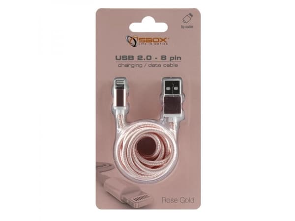 SBOX IPH7-RG, Rosa gull, USB A, Lightning, 1,5 m, Hankjønn, Hankjønn