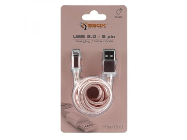 SBOX IPH7-RG, Rosa gull, USB A, Lightning, 1,5 m, Hankjønn, Hankjønn