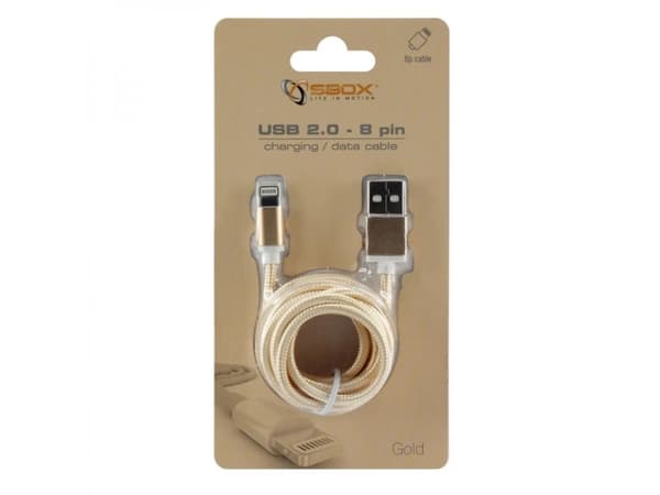 SBOX IPH7-G, Gull, USB A, Lightning, 1,5 m, Hankjønn, Hankjønn