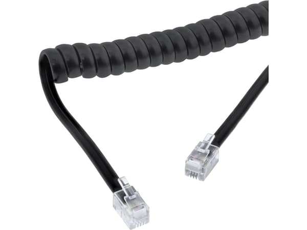 InLine 18895I, 4 m, RJ-10, RJ-10, Svart, Hanstik