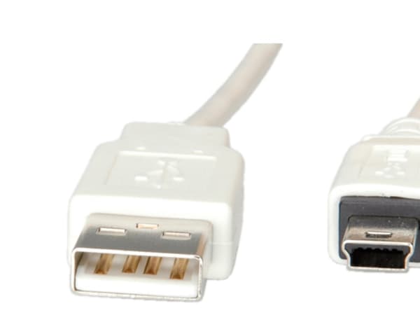 VALUE 11.99.8708, 0,8 m, USB A, Mini-USB B, USB 2.0, Hane/Hane, Vit