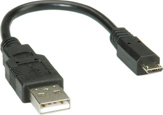 ROLINE 11.02.8310, 0,15 m, Micro-USB B, USB A, USB 2.0, Hane/Hane, Svart