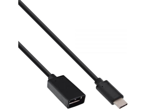 InLine 35800, 0,15 m, USB A, USB C, USB 3.2 Gen 2 (3.1 Gen 2), Hane/Hona, Svart