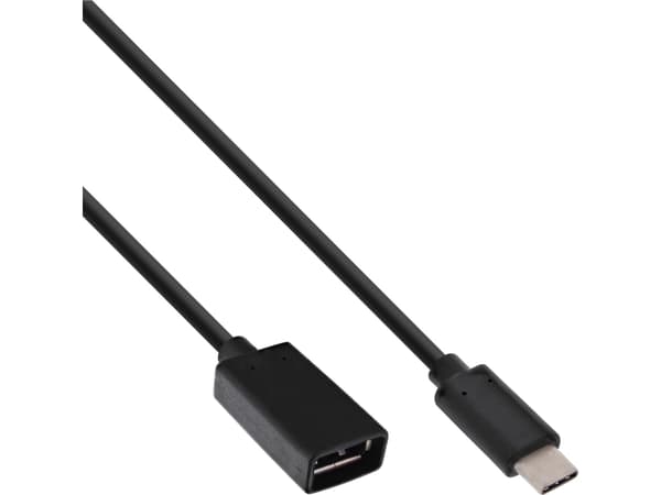 InLine 35800, 0,15 m, USB A, USB C, USB 3.2 Gen 2 (3.1 Gen 2), Hane/Hona, Svart