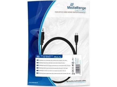 MediaRange MRCS184, 1,8 m, USB A, Micro-USB B, USB 2.0, Svart