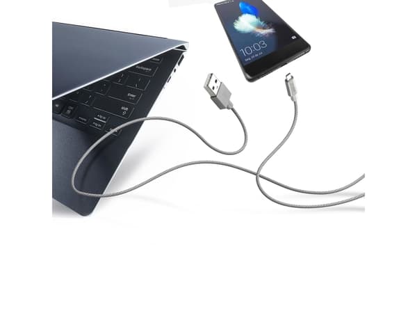 SBS TECABLETC15BS, 1,5 m, USB A, USB C, USB 2.0, Sølv