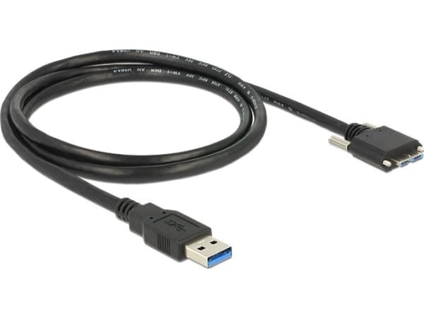 Delock - USB-kabel - Micro-USB typ B (hane) till USB typ A (hane) - USB 3.0 - 1 m - tumskruvar - svart