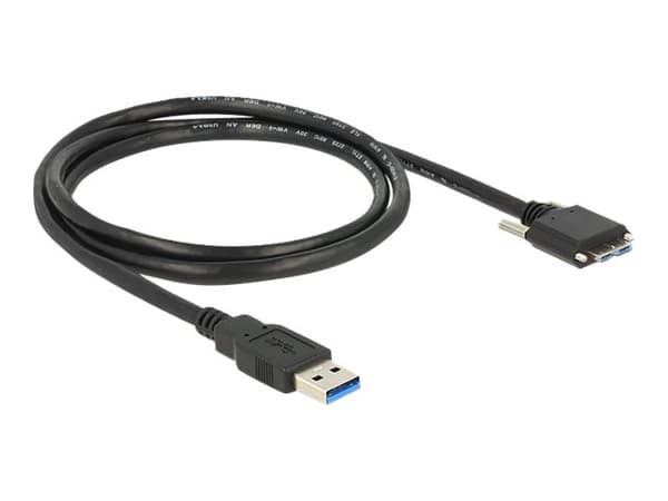 Delock - USB-kabel - Micro-USB typ B (hane) till USB typ A (hane) - USB 3.0 - 1 m - tumskruvar - svart