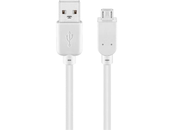 Goobay 96193, 1 m, USB A, Micro-USB B, USB 2.0, 0,48 Gbit/sek, Vit