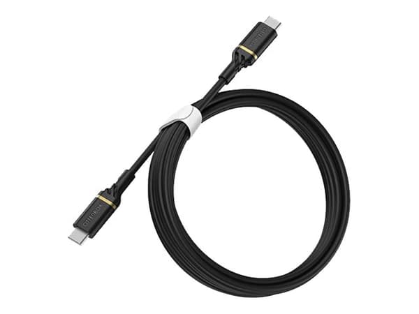 OtterBox Fast Charge Cable Standard - USB-kabel - 24 pin USB-C (hann) til 24 pin USB-C (hann) - USB 2.0 - 2 m - svart glimt