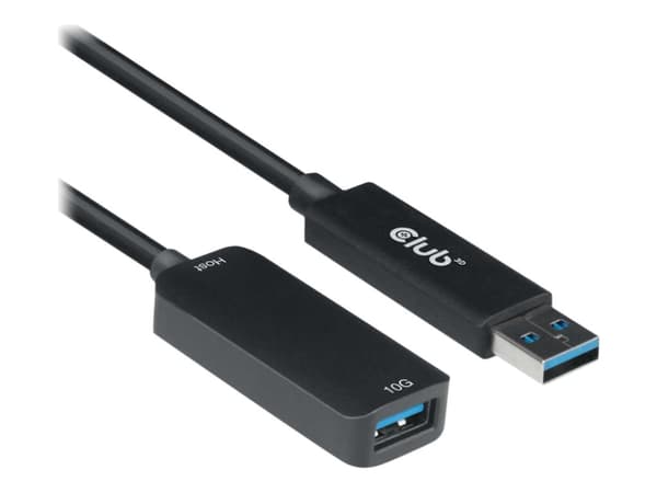 CLUB3D USB 3.2 Gen2 Type A Extension Cable 10Gbps M/F 5m/16.40ft, 5 m, USB A, USB A, USB 3.2 Gen 2 (3.1 Gen 2), 10 Mbit/s, Musta