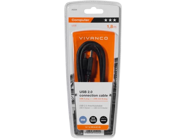 Vivanco CC U4 18 M - USB-kabel - USB (hann) til mini-USB type B (hann) - USB 2.0 - 1.8 m