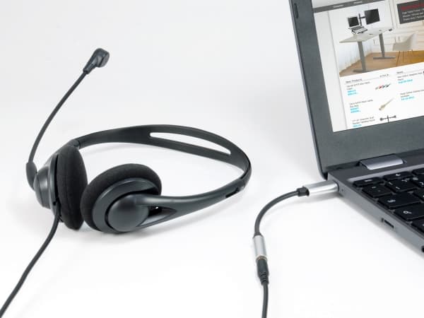 Equip 133474, Sort, Sølv, USB-C, 3,5 mm, 0,15 m, Hankjønn, Hunkjønn