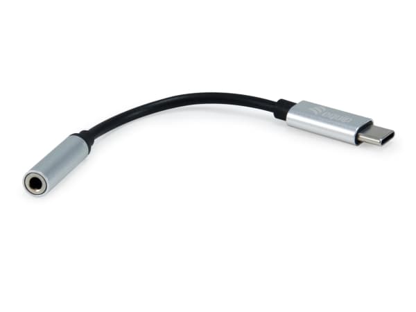 Equip 133474, Sort, Sølv, USB-C, 3,5 mm, 0,15 m, Hankjønn, Hunkjønn