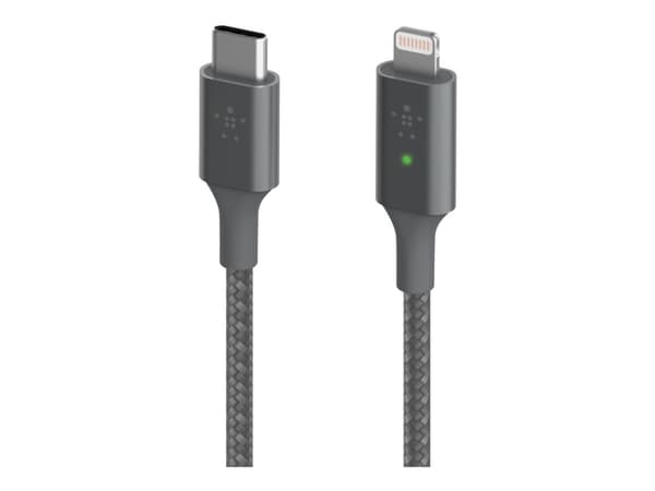 Belkin BoostCharge Smart - Lightning-kabel - 24 pin USB-C hann til Lightning hann - 1.2 m - grå - Power Delivery-støtte