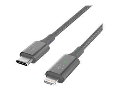 Belkin BoostCharge Smart - Lightning-kabel - 24 pin USB-C hann til Lightning hann - 1.2 m - grå - Power Delivery-støtte