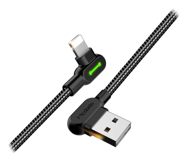 Mcdodo - Lightning-kabel - USB-hann vinklet til Lightning-hann-vinklet - 1,2 m - svart