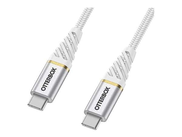 OtterBox Premium - USB-kabel - 24 pin USB-C (hane) till 24 pin USB-C (hane) - 1 m - molnhimmelfärgad vit