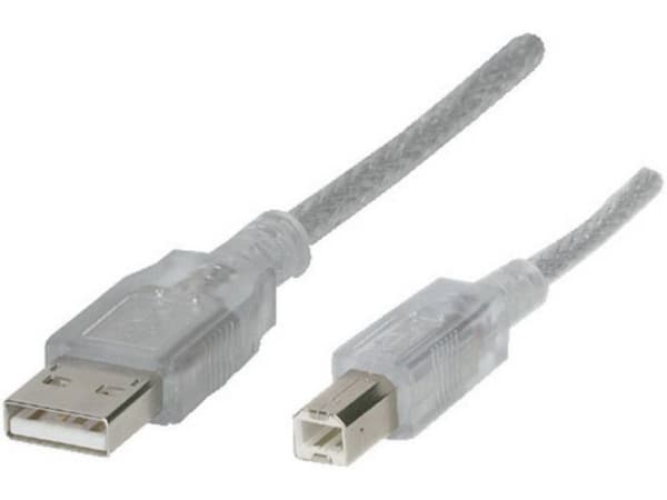 Renkforce RF-4538146, 5 m, USB A, USB B, USB 2.0, 0,48 Gbit/s, Gjennomsiktig