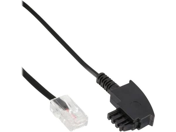 InLine TAE-F 2m, 2 m, TAE-F, RJ45, Sort, Hanstik/Hanstik