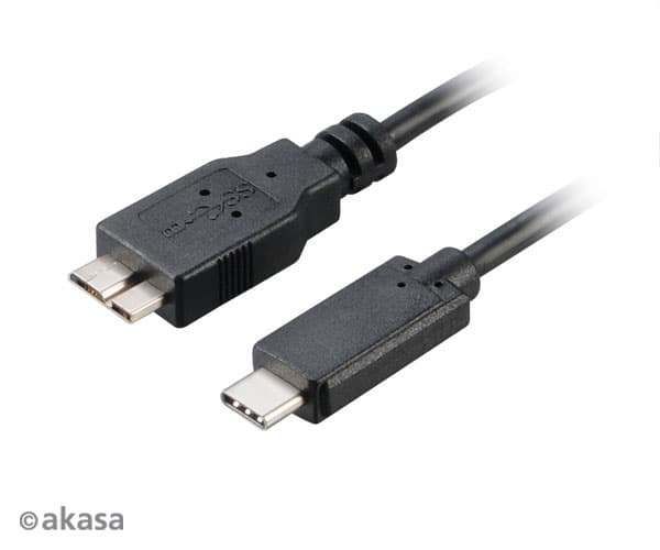 Akasa C/micro-B, 1m, 1 m, USB C, Micro-USB B, USB 3.2 Gen 2 (3.1 Gen 2), Svart