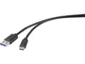 Miniatyrbild 3 av 5: Renkforce RF-4536470, 0,15 m, USB A, USB C, USB 3.2 Gen 1 (3.1 Gen 1), 500 Mbit/s, Svart