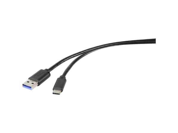 Renkforce RF-4536470, 0,15 m, USB A, USB C, USB 3.2 Gen 1 (3.1 Gen 1), 500 Mbit/s, Svart