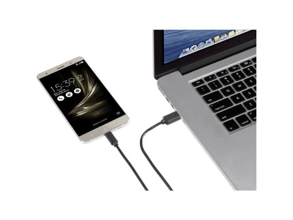 Renkforce RF-4536470, 0,15 m, USB A, USB C, USB 3.2 Gen 1 (3.1 Gen 1), 500 Mbit/s, Svart