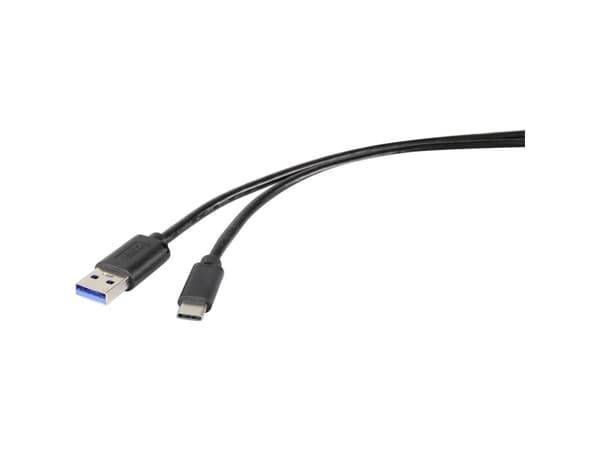 Renkforce RF-4536470, 0,15 m, USB A, USB C, USB 3.2 Gen 1 (3.1 Gen 1), 500 Mbit/s, Svart