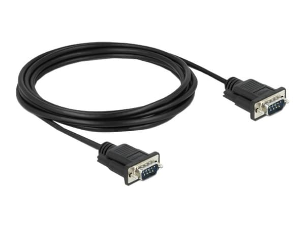 Delock - Seriell kabel - DB-9 (hann) til DB-9 (hann) - 3 m - tommelskruer - svart
