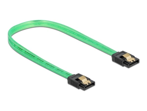 Delock SATA 6 Gb/s Cable UV glow effect - SATA-kabel - Serial ATA 150/300/600 - SATA till SATA - 20 cm - grön