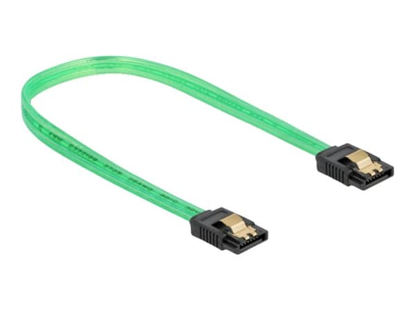 Delock SATA 6 Gb/s Cable UV glow effect - SATA-kabel - Serial ATA 150/300/600 - SATA till SATA - 20 cm - grön