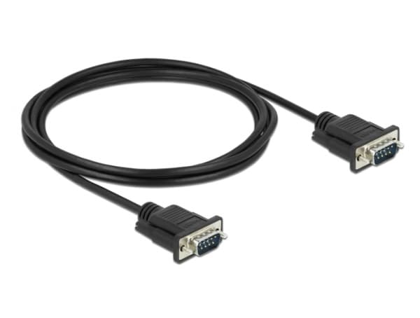 Delock - Seriell kabel - DB-9 (hane) till DB-9 (hane) - 2 m - tumskruvar - svart